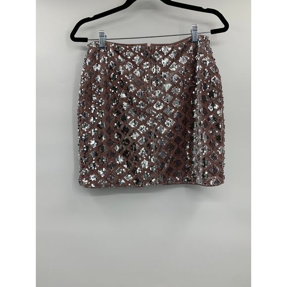 Crystal Doll Womens Pink Champagne Velvet Sequined Mini Skirt Medium NEW - Picture 9 of 10